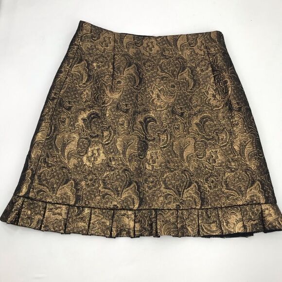 Sandro Paris Goldena Metallic Bronze Brocade Ruffled Mini Skirt - Picture 12 of 16